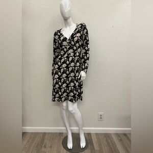 Long Sleeve Black and Cream Floral Frockshop Dress